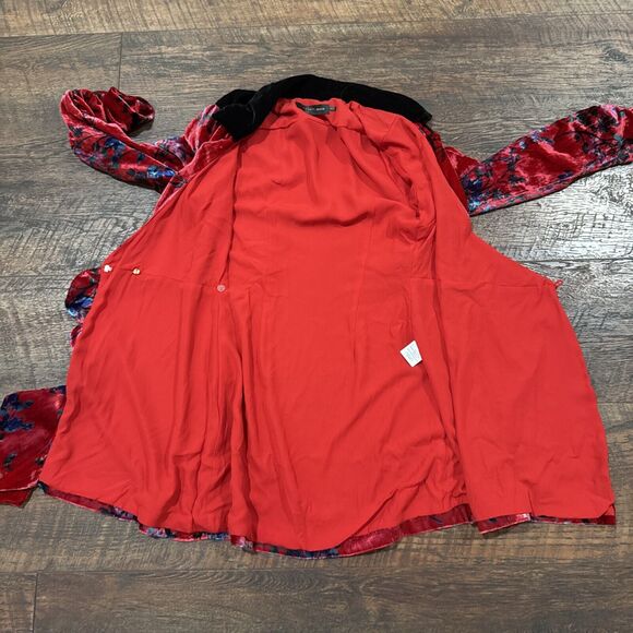 House of Harlow Revolve Joline Dress Mini Red Fluer Velvet Wrap Size XS New - Picture 11 of 13